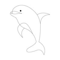 continu un ligne de mignonne dauphin mer poisson contour vecteur art dessin et illustration