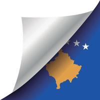 drapeau du kosovo avec coin recourbé vecteur