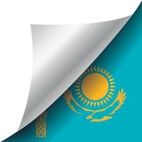 drapeau kazakhstan avec coin recourbé vecteur