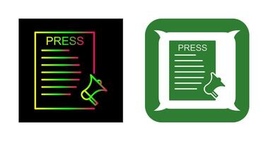 icône de vecteur de communiqués de presse unique