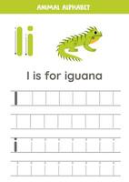 tracé alphabet des lettres pour enfants. animal alphabet. je est pour iguane. vecteur