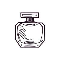 dessiné à la main parfum bouteille, beauté cosmétique élément, soi se soucier. illustration pour beauté salon, cosmétique magasin, maquillage conception. griffonnage esquisser style. vecteur