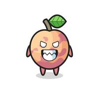 expression maléfique du personnage mascotte mignon fruit pluot vecteur