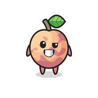 Adorable mascotte de fruit pluot avec un visage optimiste vecteur