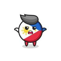 insigne du drapeau des philippines mascotte personnage disant je ne sais pas vecteur