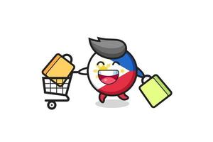 illustration du vendredi noir avec une mascotte mignonne d'insigne de drapeau philippin vecteur