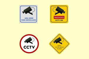 vidéosurveillance, fermé circuit la télé , ensemble de avertissement panneaux vecteur