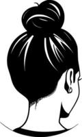 désordonné chignon, minimaliste et Facile silhouette - vecteur illustration