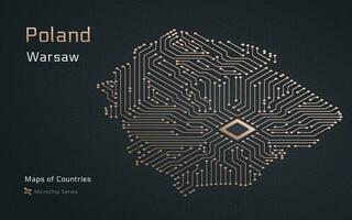 Créatif isométrique carte de Pologne avec une Capitale de varsovie. monde des pays vecteur Plans série. puce électronique séries