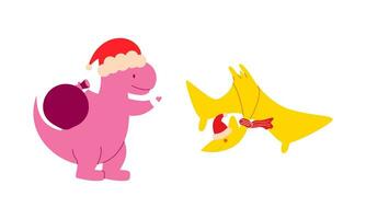 Noël dinosaure mignonne conception vecteur ensemble