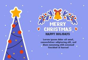 content Nouveau année et joyeux Noël vacances carte avec texte. carte postale modèles avec Noël arbre, cadeaux, chaussettes, Noël des bâtons. vecteur