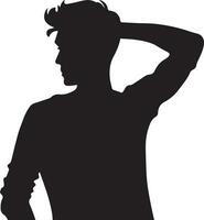 homme pose vecteur silhouette illustration, une plat homme style vecteur silhouette