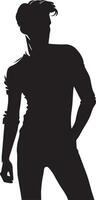 homme pose vecteur silhouette illustration, une plat homme style vecteur silhouette