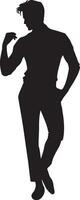 homme pose vecteur silhouette illustration, une plat homme style vecteur silhouette