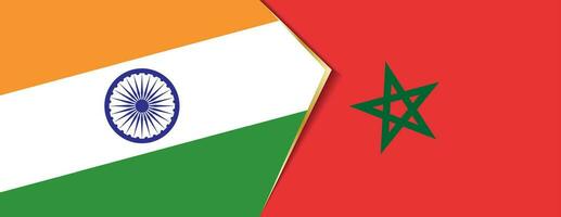 Inde et Maroc drapeaux, deux vecteur drapeaux.