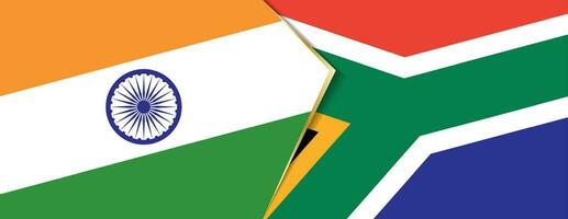 Inde et Sud Afrique drapeaux, deux vecteur drapeaux.