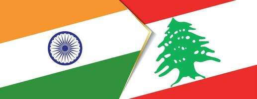 Inde et Liban drapeaux, deux vecteur drapeaux.