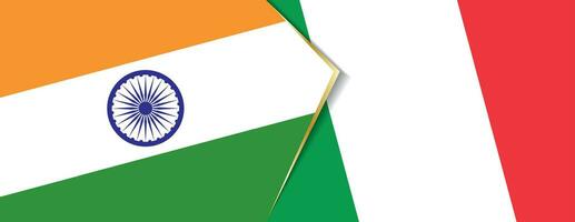 Inde et Italie drapeaux, deux vecteur drapeaux.