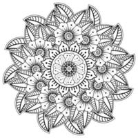 motif circulaire en forme de mandala avec fleur pour henné, tatouage. vecteur