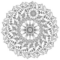 motif circulaire en forme de mandala avec fleur pour henné, mehndi. vecteur