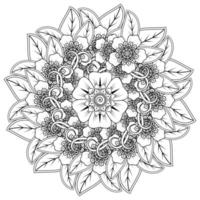 motif circulaire en forme de mandala avec fleur pour henné, mehndi. vecteur