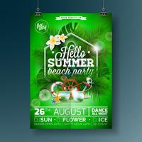 Vector Summer Beach Party Flyer Design avec design typographique