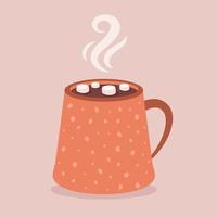 tasse à café avec guimauve. boisson chaude d'automne et d'hiver vecteur