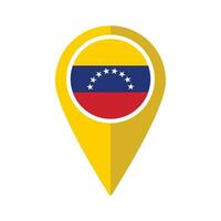 drapeau de Venezuela drapeau sur carte localiser icône isolé Jaune Couleur vecteur