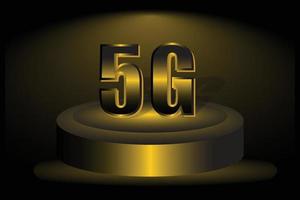 Symbole internet 5g avec scène de luxe sur fond de couleur dorée vecteur