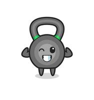 le personnage musclé de kettleball pose en montrant ses muscles vecteur