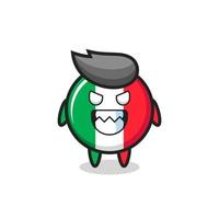 expression maléfique du personnage mascotte mignon du drapeau italien vecteur