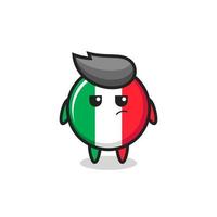 personnage de drapeau italien mignon avec une expression suspecte vecteur