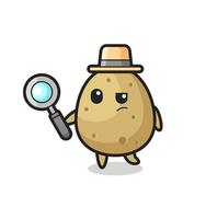 le personnage de détective de pomme de terre analyse une affaire vecteur