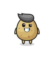 Adorable mascotte de pomme de terre avec un visage optimiste vecteur