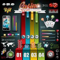 Vector Casino infographique sertie de carte du monde et d&#39;éléments de jeu.