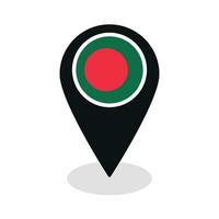 drapeau de bangladesh drapeau sur carte localiser icône isolé noir Couleur vecteur