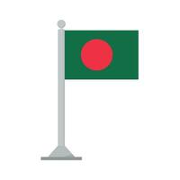 drapeau de bangladesh sur mât isolé vecteur