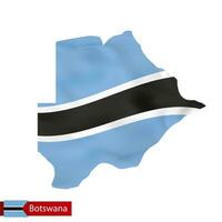 le botswana carte avec agitant drapeau de pays. vecteur