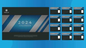 2024 Facile et élégant mensuel bureau calendrier modèle dans foncé thème avec espace pour image vecteur