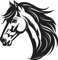 cavaliers sérénité dans monochrome logo emblème simpliste mustang excellence noir emblème vecteur