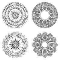 motif circulaire en forme de mandala avec fleur pour henné vecteur