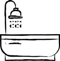 salle de bains baignoire main tiré vecteur illustration
