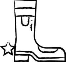cow-boy des chaussures main tiré vecteur illustration