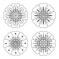 motif circulaire en forme de mandala avec fleur pour henné vecteur