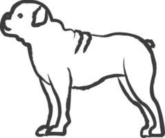 bouledogue chien main tiré vecteur illustration