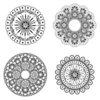 motif circulaire en forme de mandala avec fleur pour henné vecteur