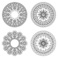 motif circulaire en forme de mandala avec fleur pour henné vecteur