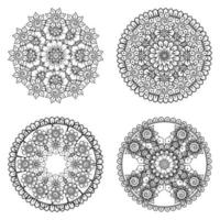 motif circulaire en forme de mandala avec fleur pour henné vecteur