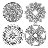 motif circulaire en forme de mandala avec fleur pour henné vecteur