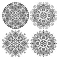 motif circulaire en forme de mandala avec fleur pour henné vecteur